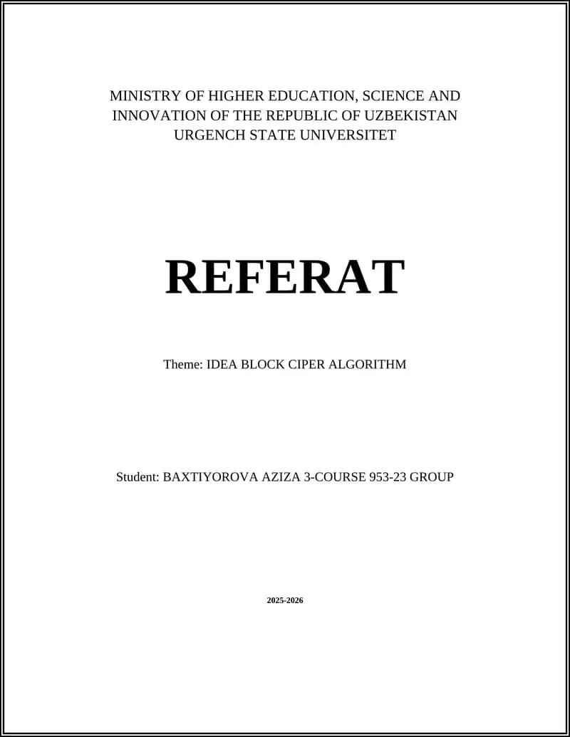 IDEA block cipher algorithm