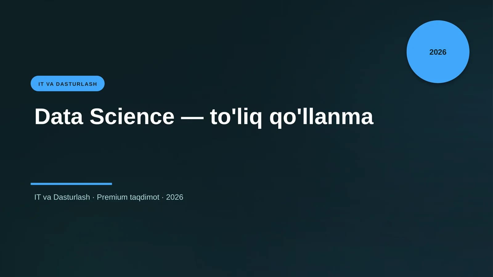 Data Science — to'liq qo'llanma