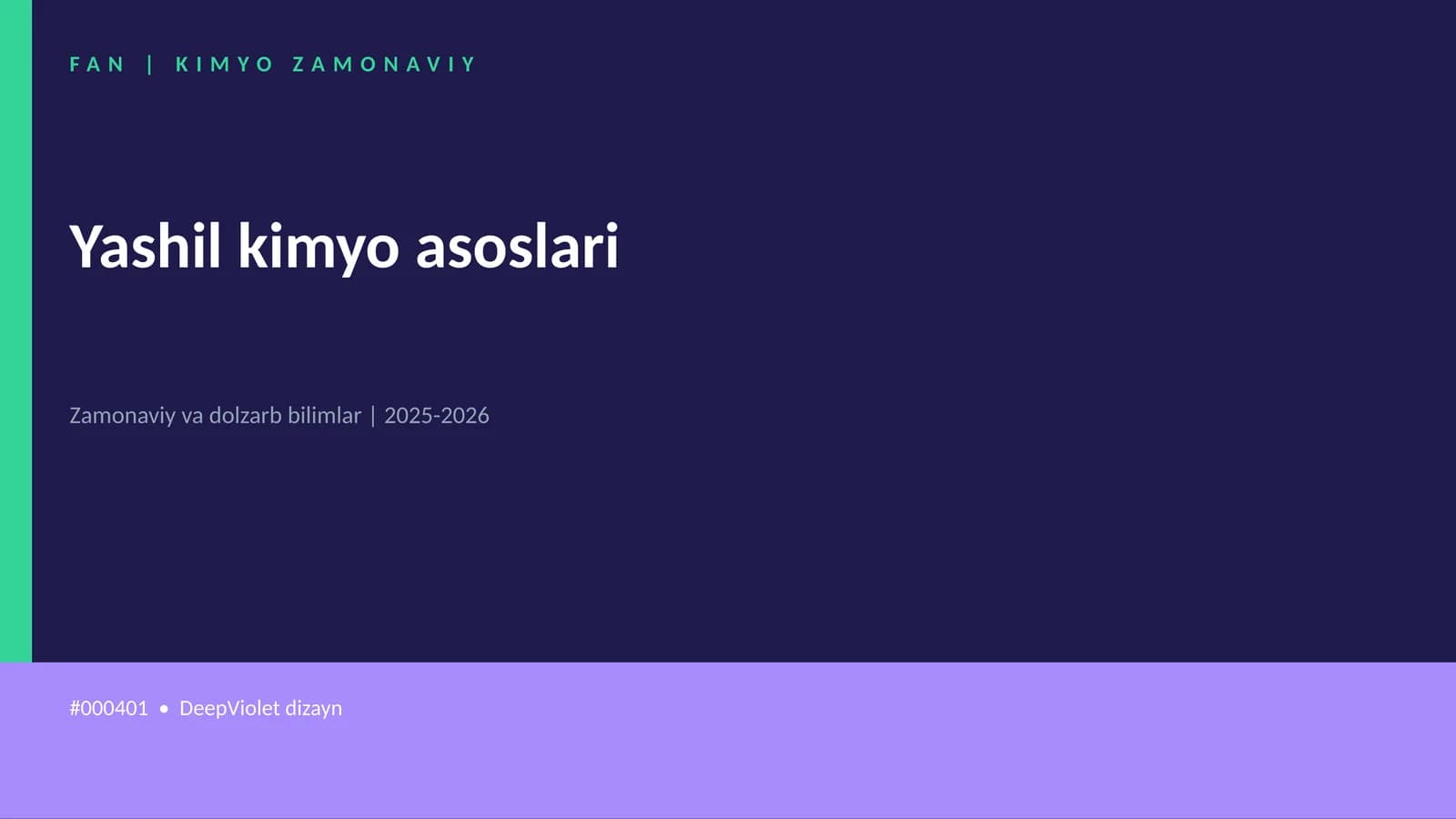 Yashil kimyo asoslari