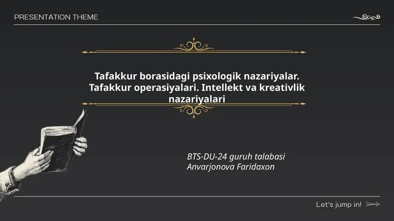 Tafakkur borasidagi psixologik nazariyalar