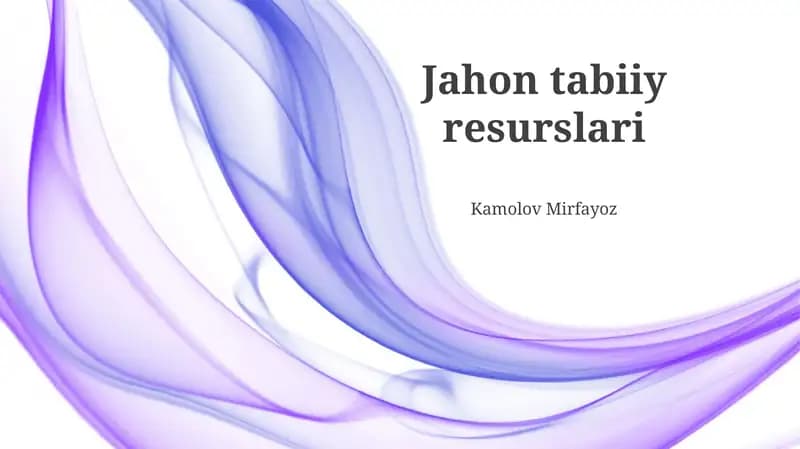 Jahon tabiiy resurslari