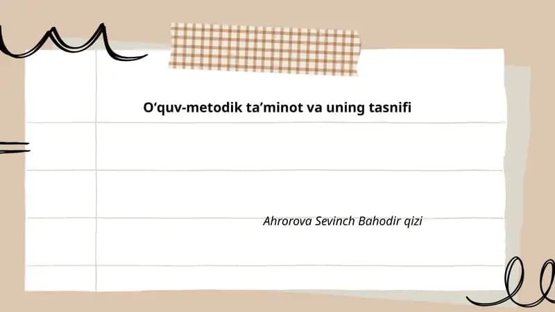 Oʻquv-metodik taʼminot va uning tasnifi