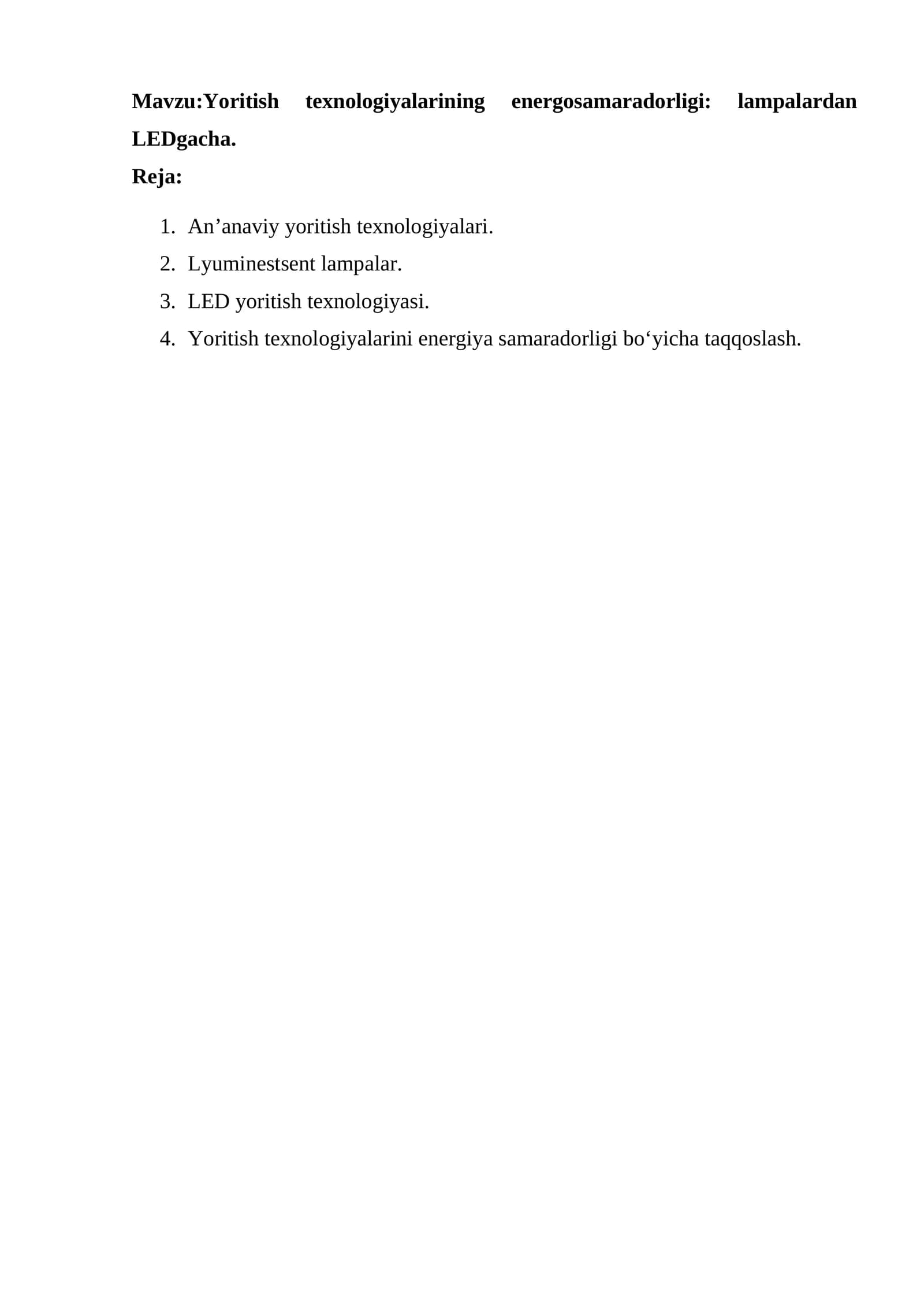 LED yoritish texnologiyasi