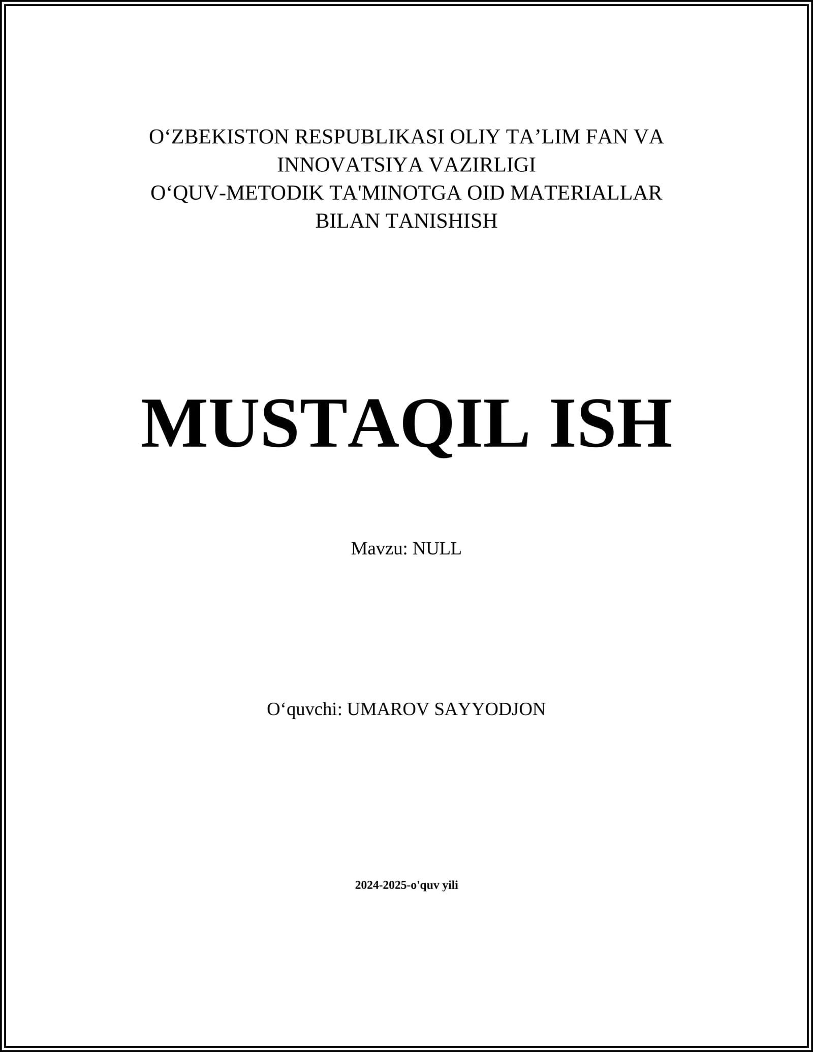 OʻQUV-METODIK TA'MINOTGA OID MATERIALLAR BILAN TANISHISH