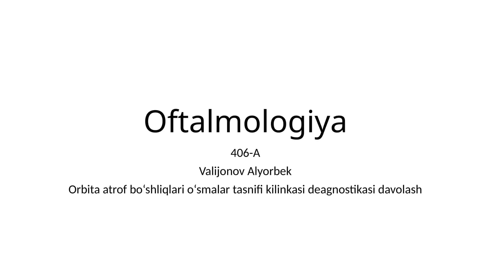 Orbita va atrof bo‘shliqlari o‘smalari