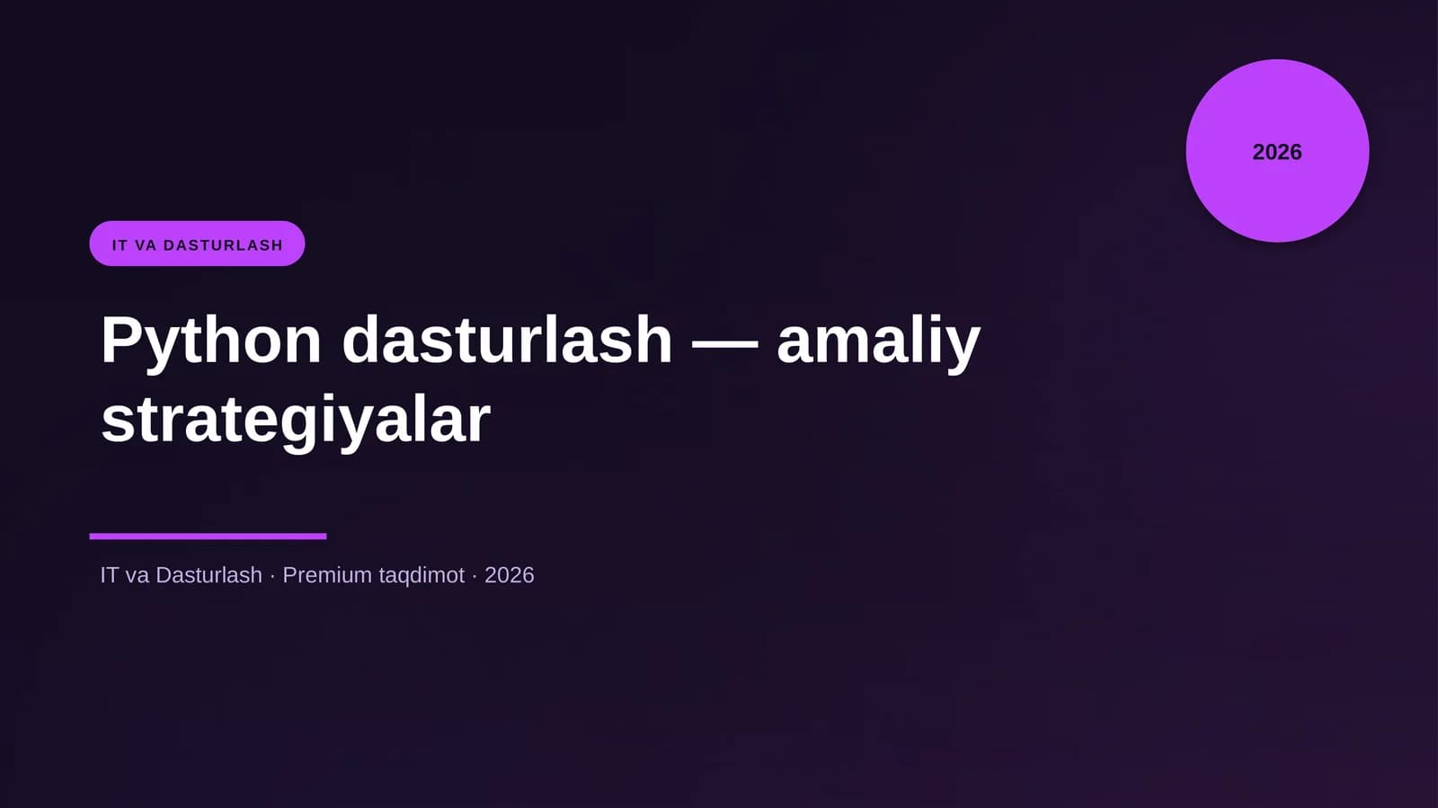 Python dasturlash — amaliy strategiyalar