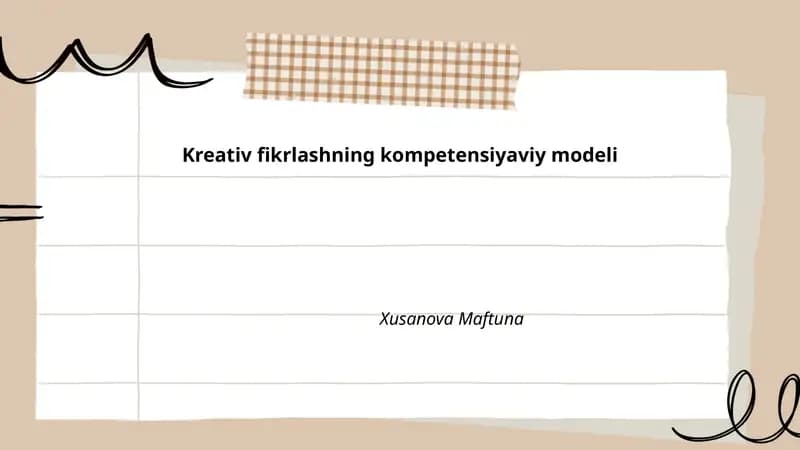 Kreativ fikrlashning kompetensiyaviy modeli