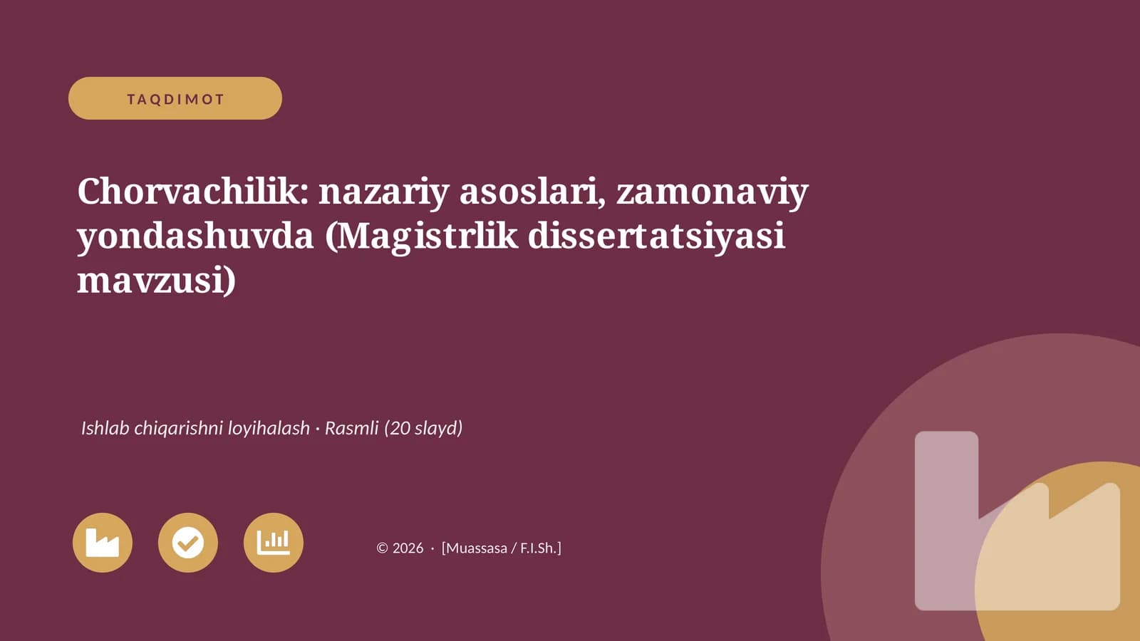 Chorvachilik: nazariy asoslari, zamonaviy yondashuvda (Magistrlik dissertatsiyasi mavzusi)