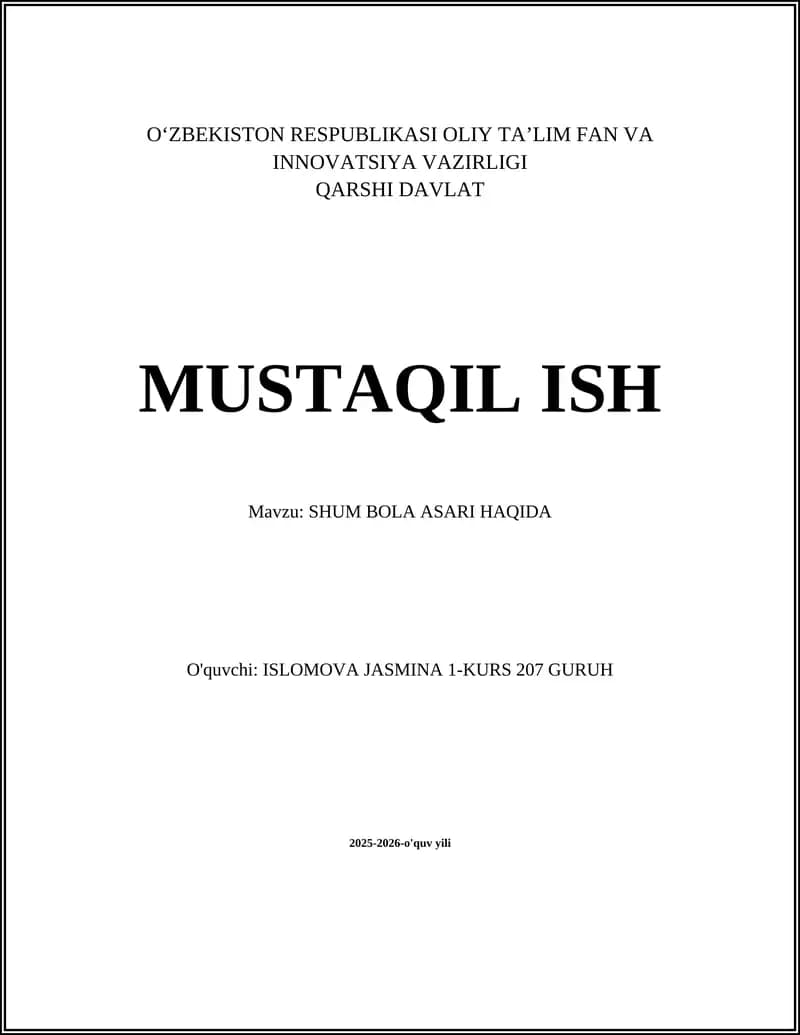 SHUM BOLA ASARI HAQIDA