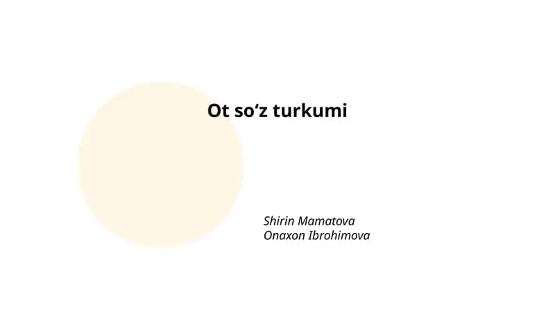 Ot soʻz turkumi
