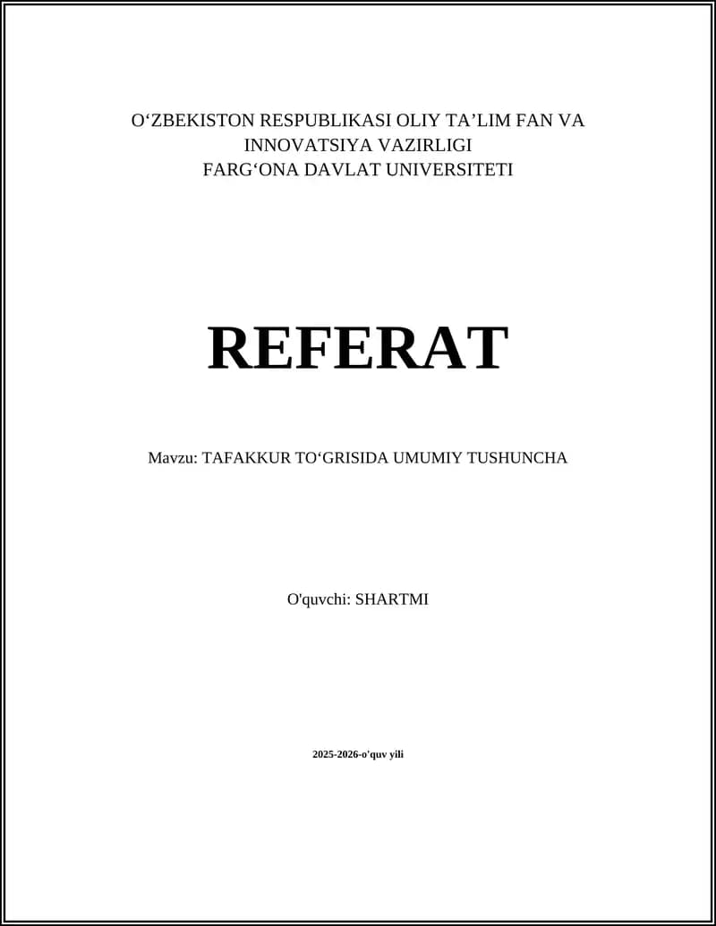 Tafakkur to'grisida umumiy tushuncha