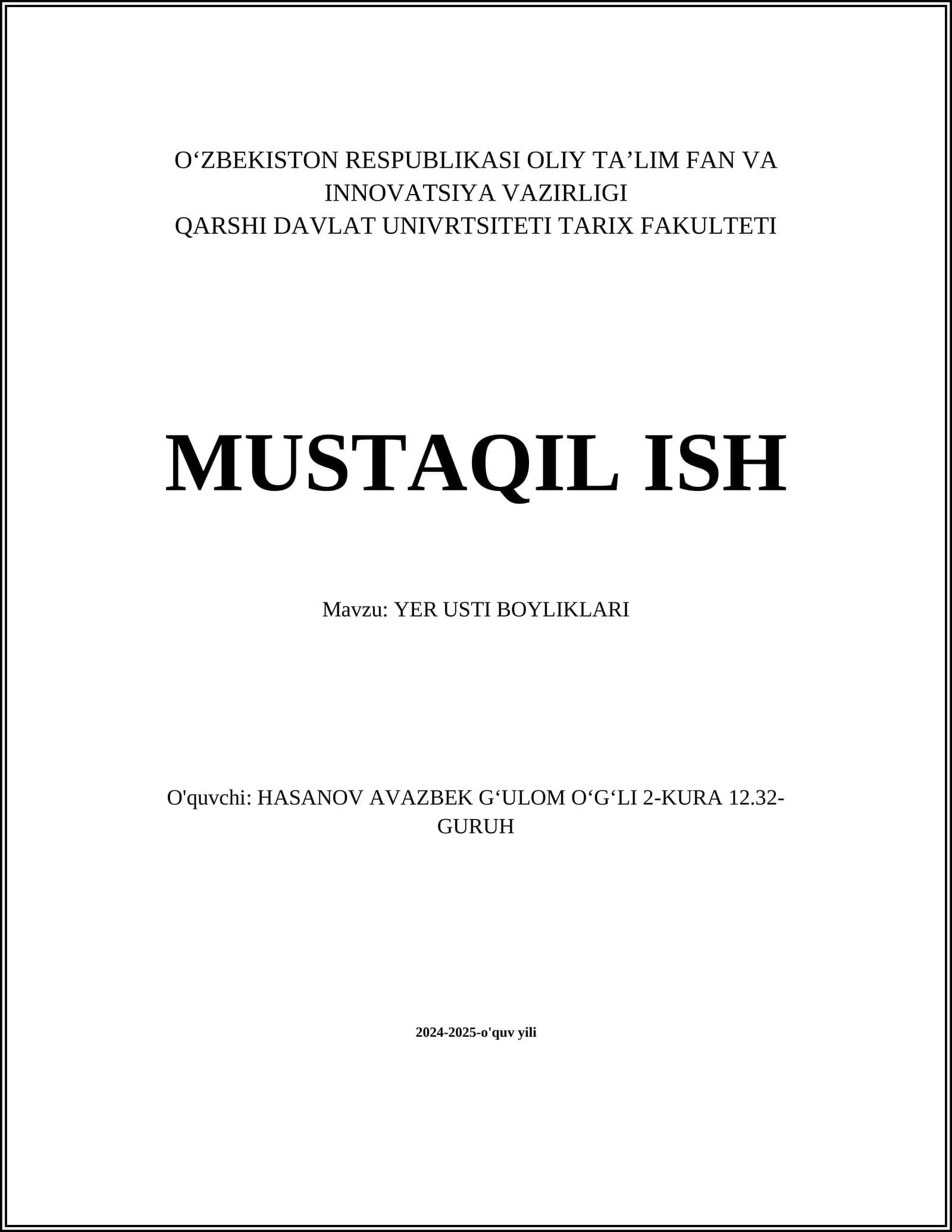 Yer usti boyliklari