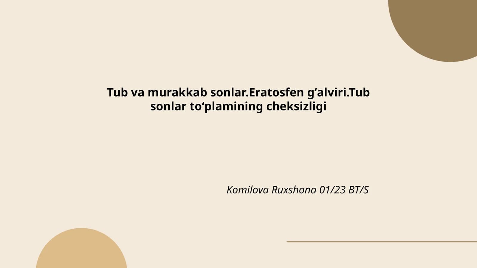 Tub va murakkab sonlar