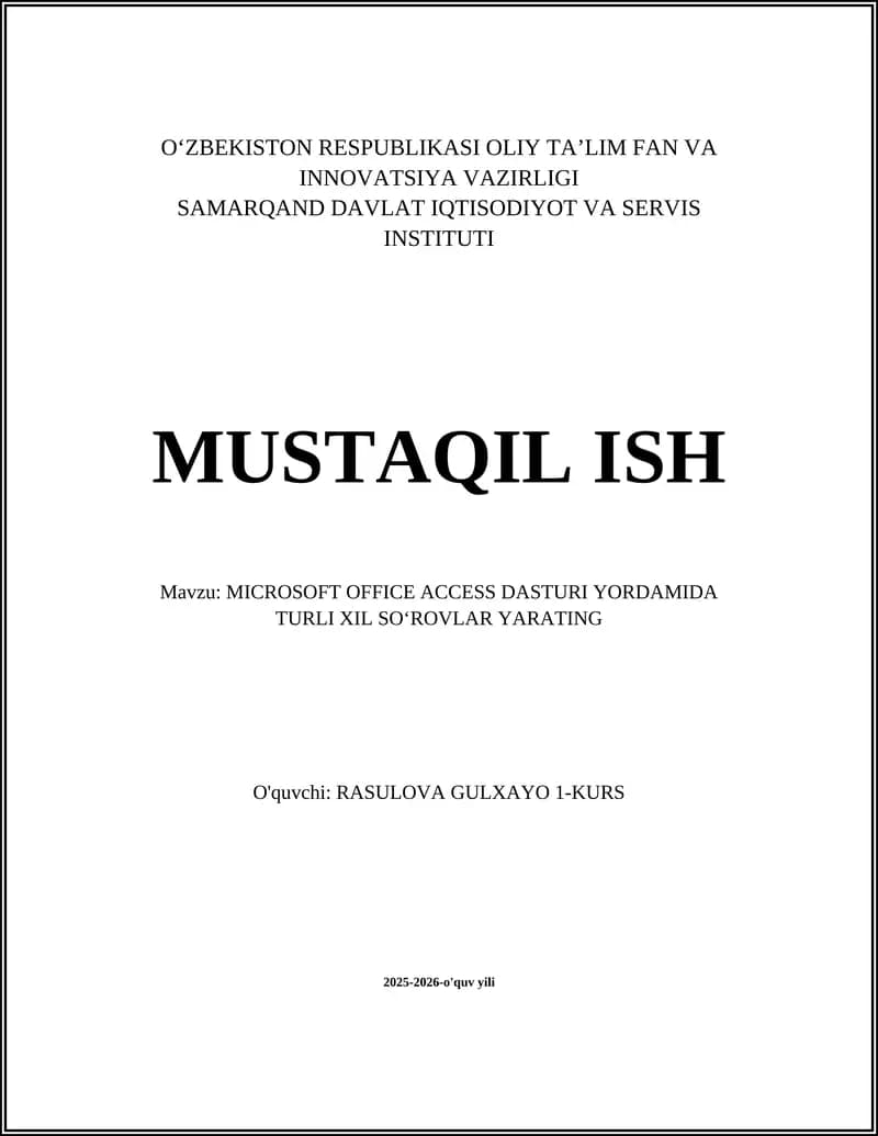 MICROSOFT OFFICE ACCESS DASTURI