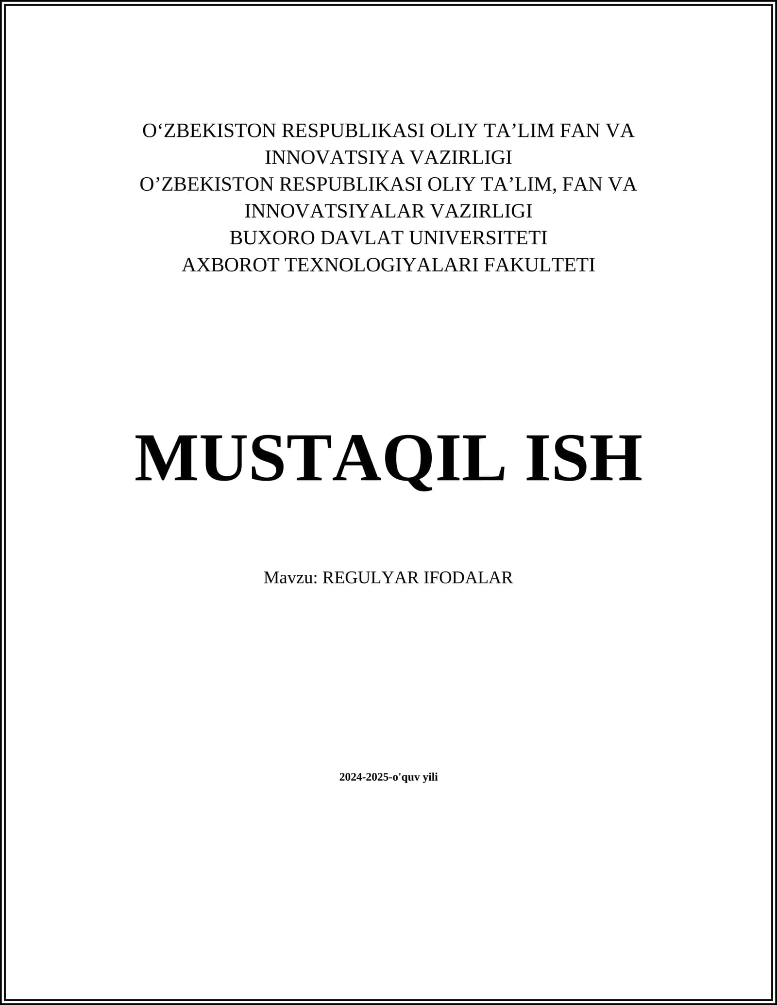 REGULYAR IFODALAR
