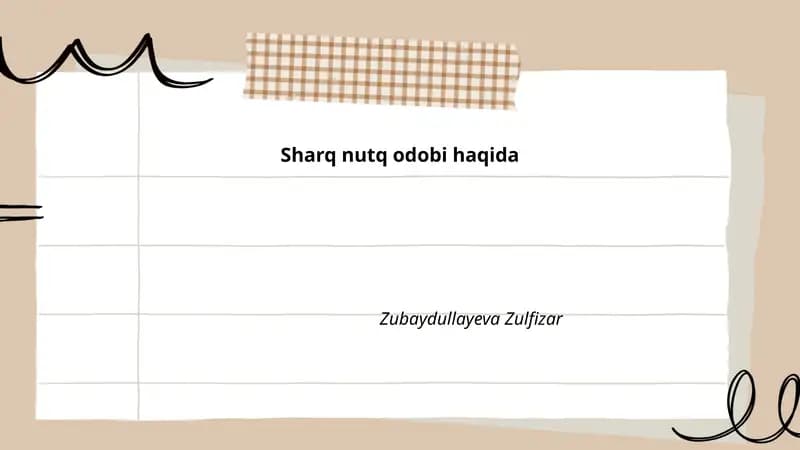 Sharq nutq odobi haqida