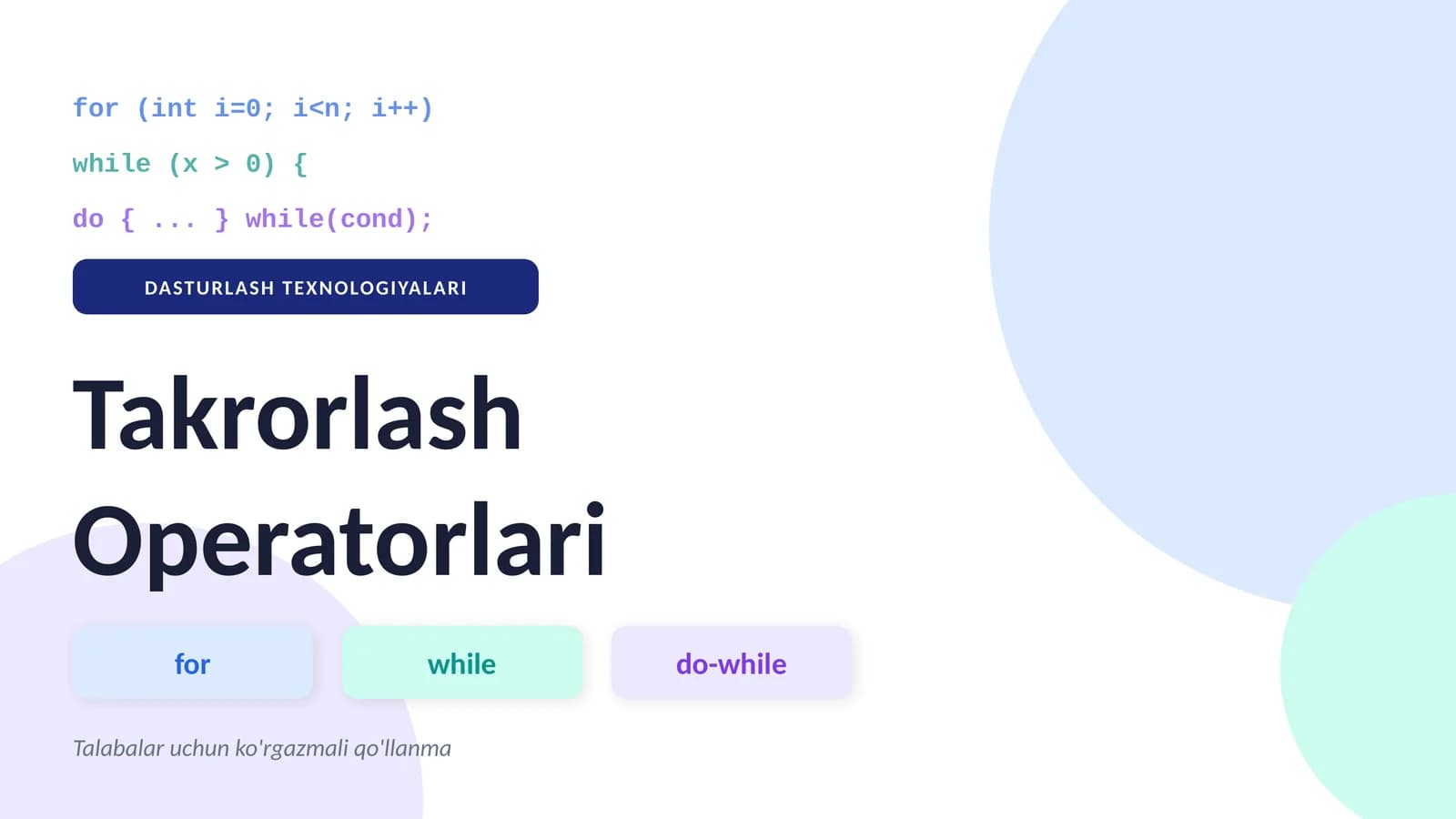 Takrorlash Operatorlari