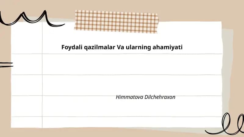 Foydali qazilmalar Va ularning ahamiyati