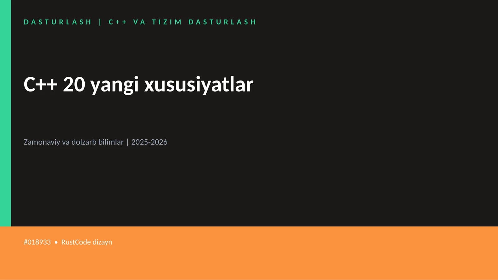 C++ VA TIZIM DASTURLASH