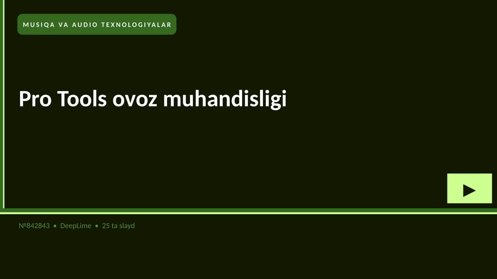Pro Tools ovoz muhandisligi