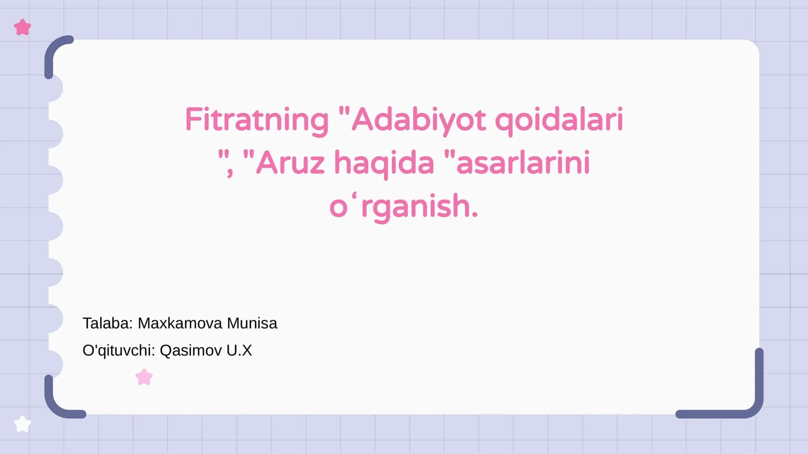 Fitratning "Adabiyot qoidalari ", "Aruz haqida "asarlarini oʻrganish