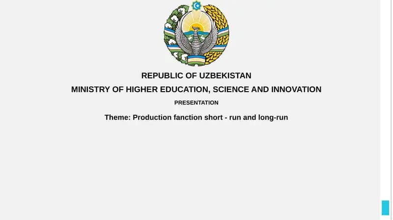 Production Function Fundamentals