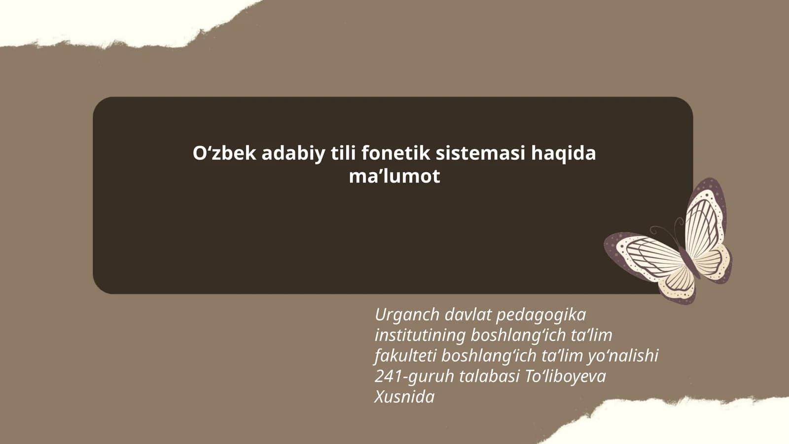 Oʻzbek adabiy tili fonetik sistemasi haqida maʼlumot