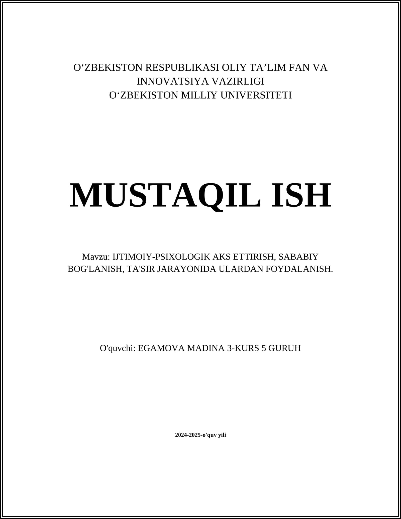 IJTIMOIY-PSIXOLOGIK AKS ETTIRISH