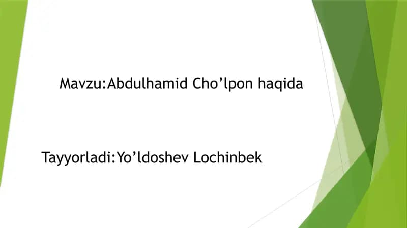 Abdulhamid Cho'lpon haqida