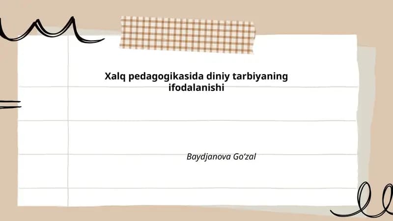 Xalq pedagogikasida diniy tarbiyaning ifodalanishi