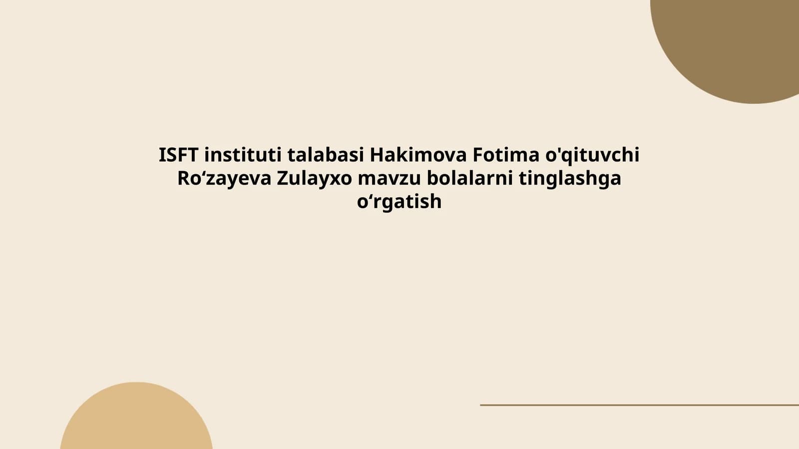 bolalarni tinglashga oʻrgatish
