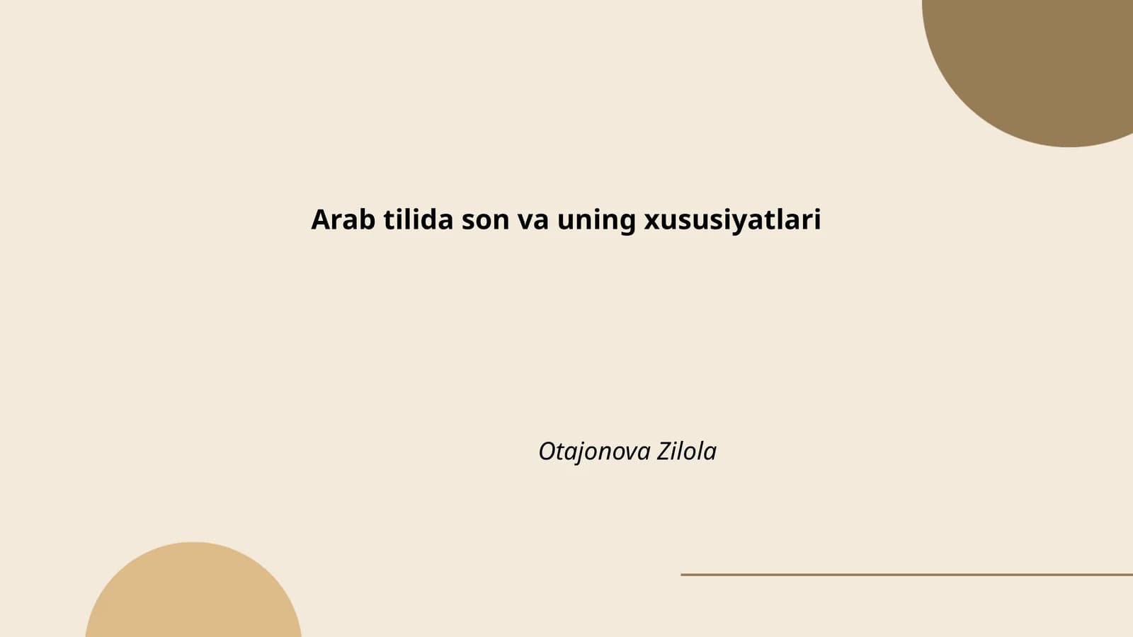 Arab tilida son va uning xususiyatlari