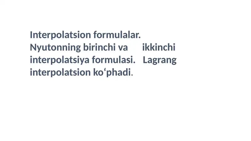 Interpolatsion formulalar