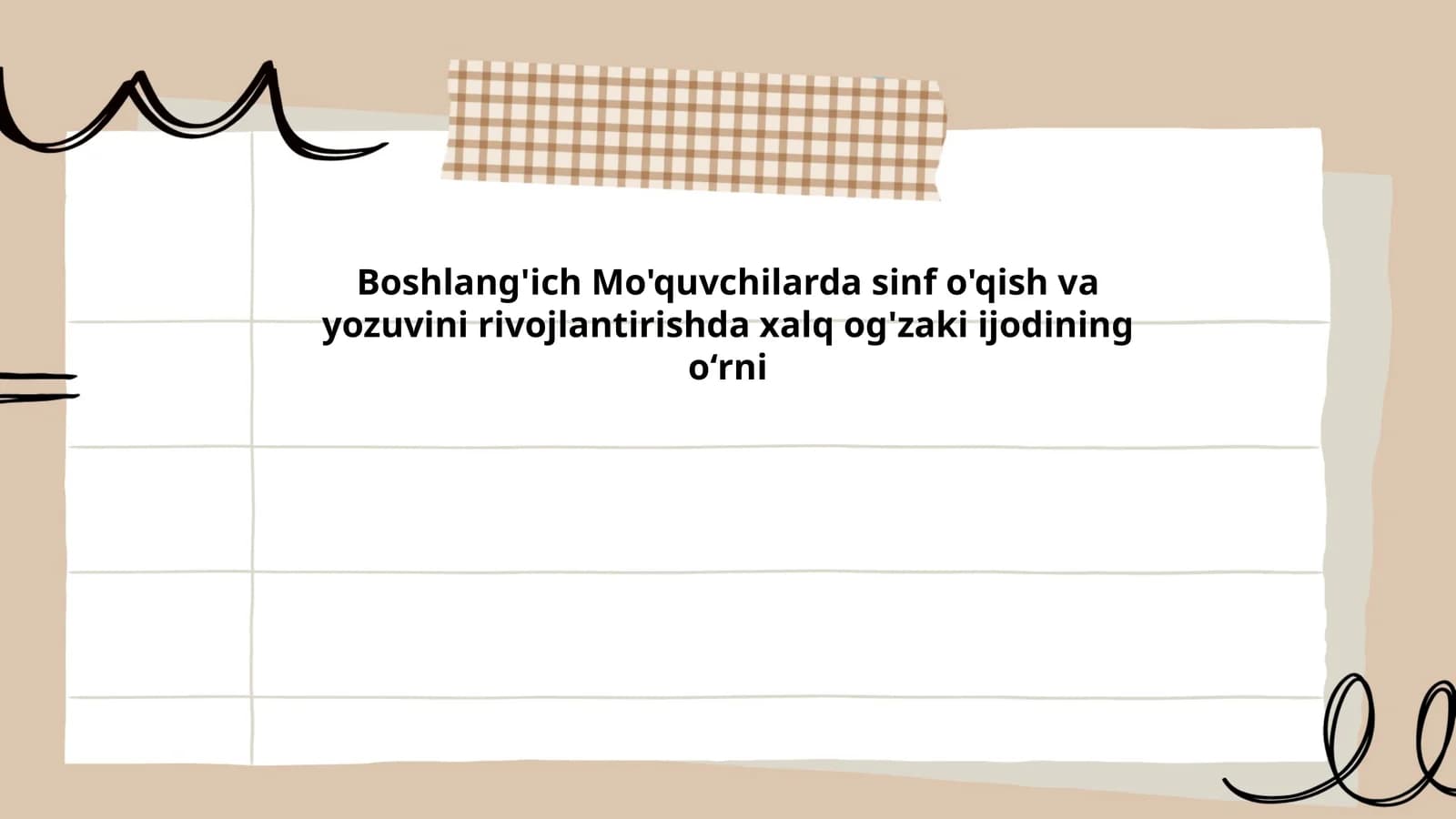Boshlang'ich Mo'quvchilarda sinf o'qish va yozuvini rivojlantirishda xalq og'zaki ijodining oʻrni