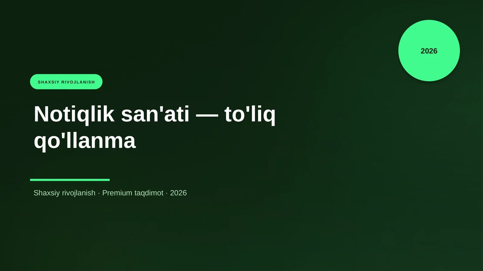 Notiqlik san'ati — to'liq qo'llanma