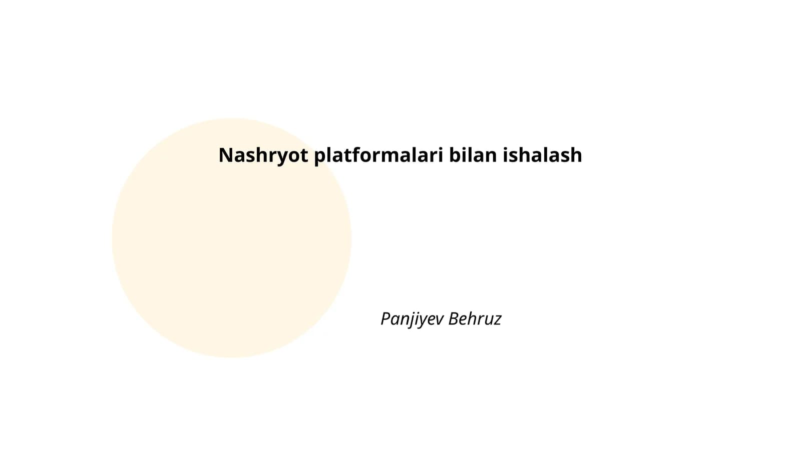 Nashriyot platformalari bilan ishalash