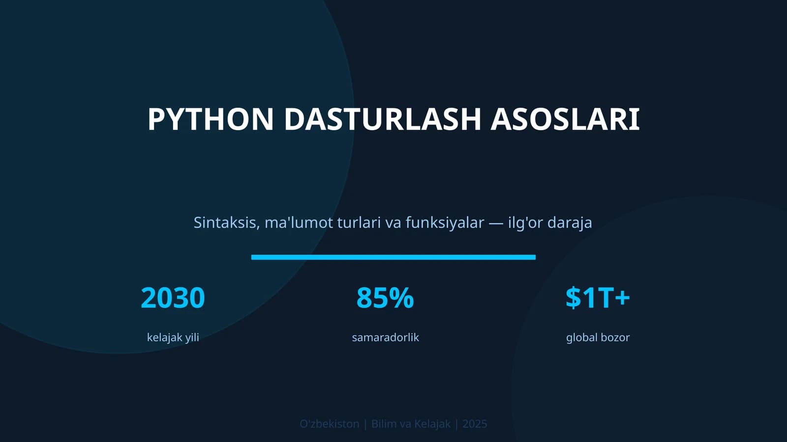 PYTHON DASTURLASH ASOSLARI