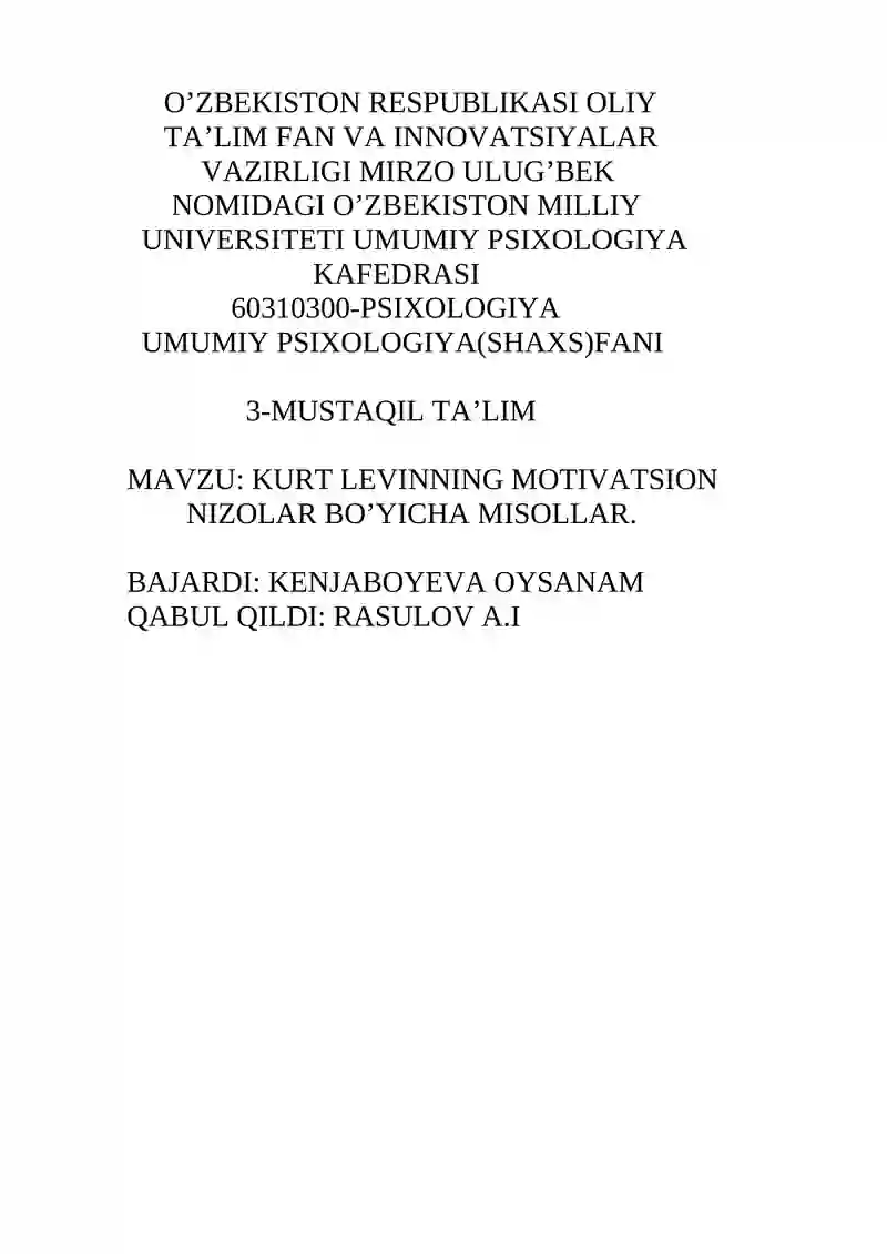 UMUMIY PSIXOLOGIYA(SHAXS)FANI