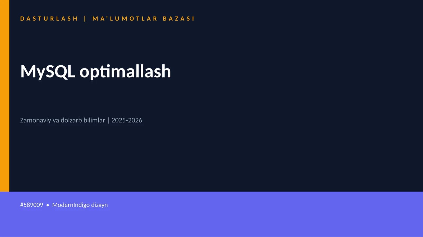 MySQL optimallash