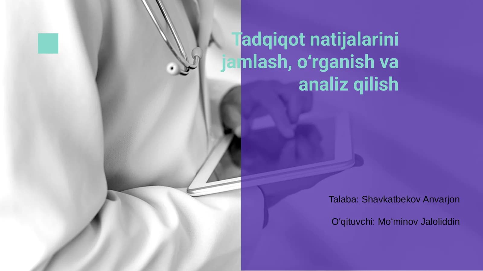 Tadqiqot natijalarini jamlash, oʻrganish va analiz qilish