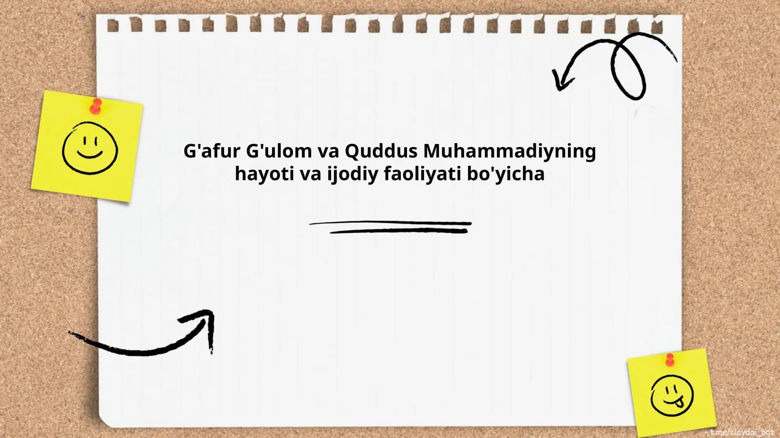 G'afur G'ulom va Quddus Muhammadiyning hayoti va ijodiy faoliyati bo'yicha