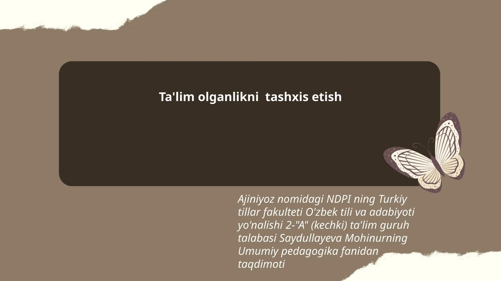 Ta'lim olganlikni tashxis etish
