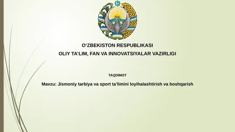 Jismoniy tarbiya va sport ta'limining asosiy yo'nalishlari