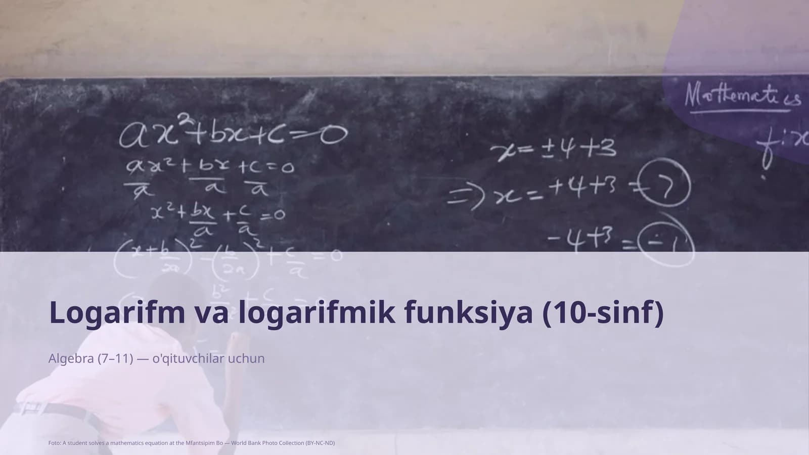 Logarifm va logarifmik funksiya (10-sinf)