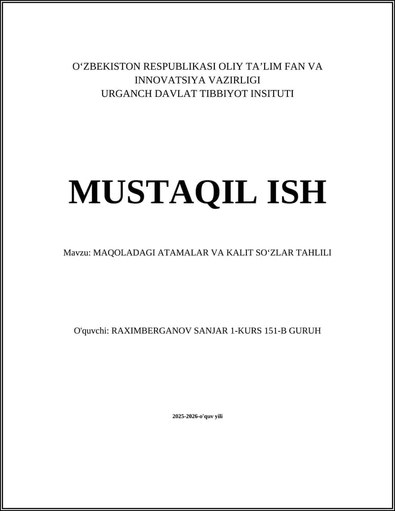 MAQOLADAGI ATAMALAR VA KALIT SOʻZLAR TAHLILI
