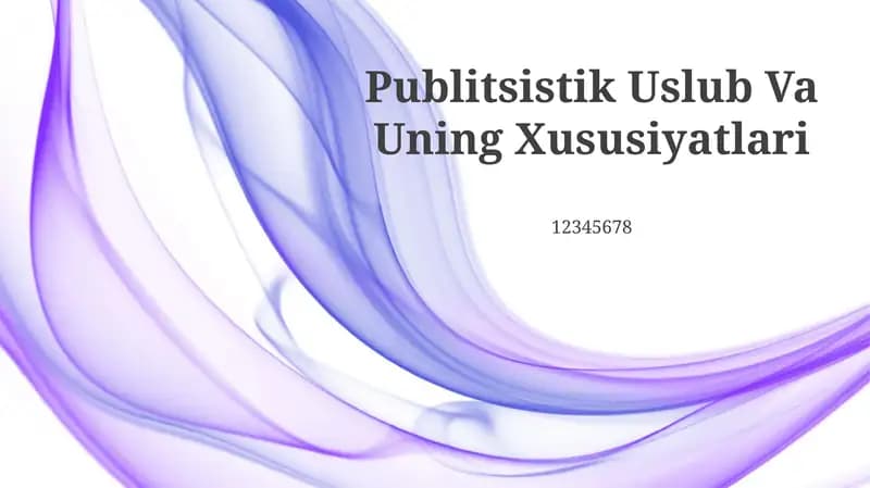 Publitsistik Uslub Va Uning Xususiyatlari