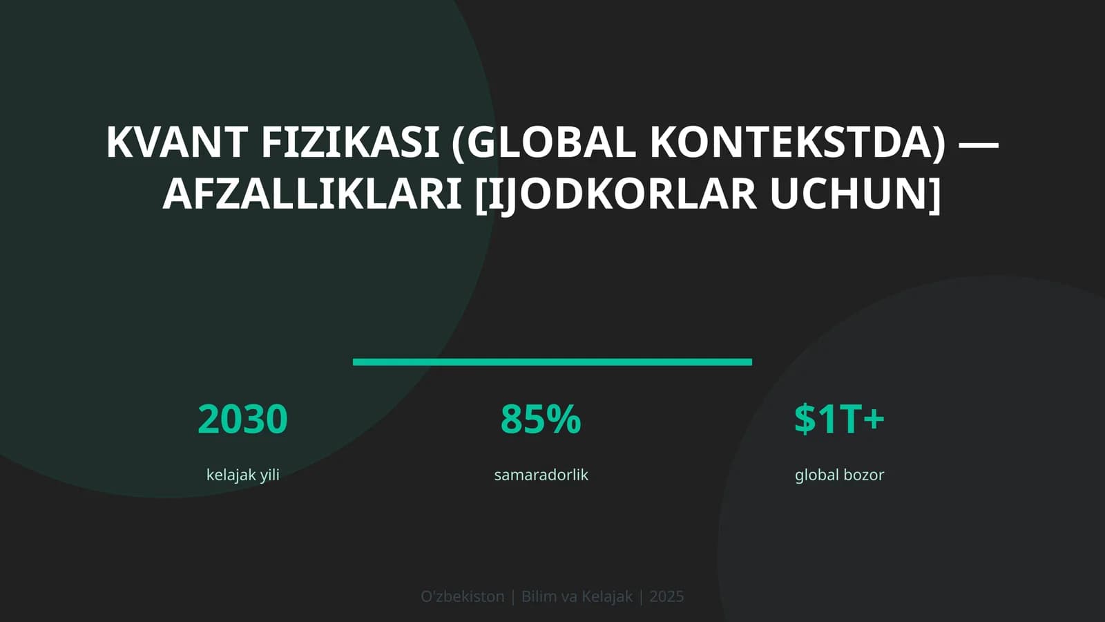 Kvant fizikasi (global kontekstda) — afzalliklari [ijodkorlar uchun]