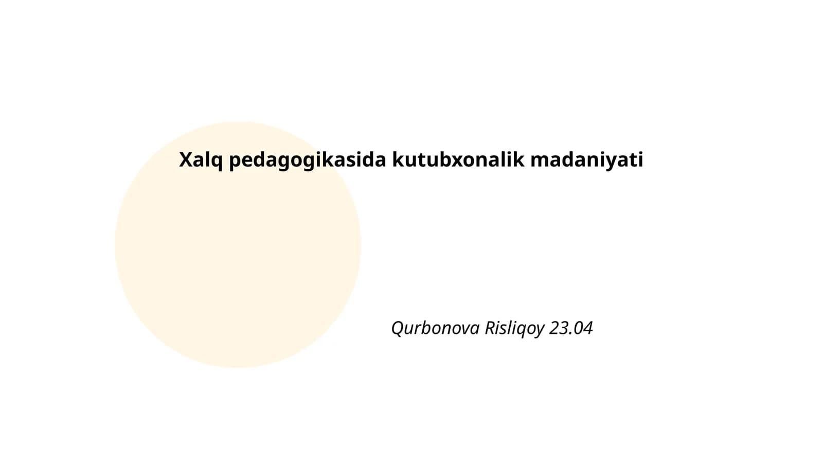 Xalq pedagogikasida kutubxonalik madaniyati