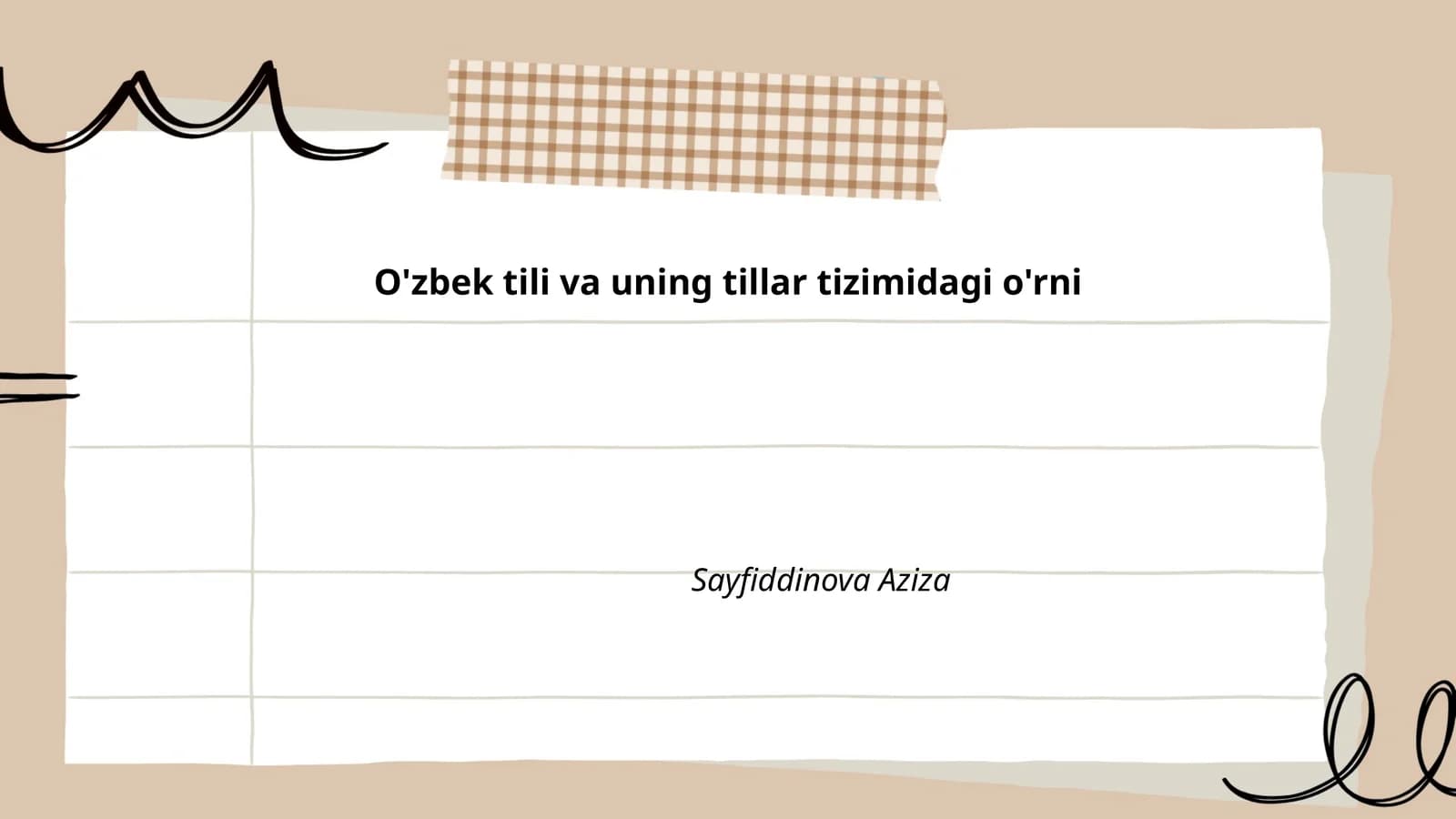 O'zbek tili va uning tillar tizimidagi o'rni