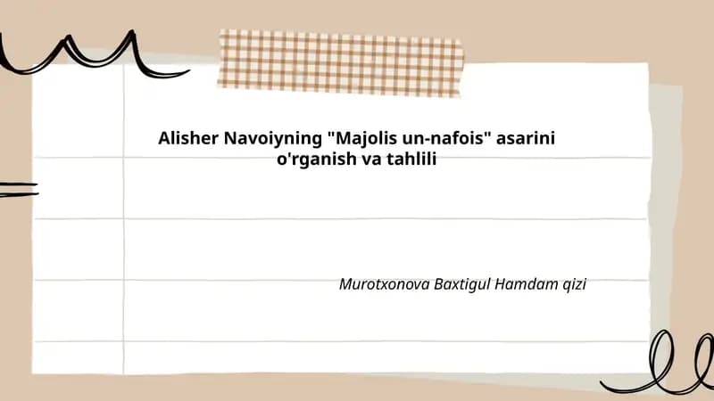 Majolis un-nafois asarini o'rganish va tahlili